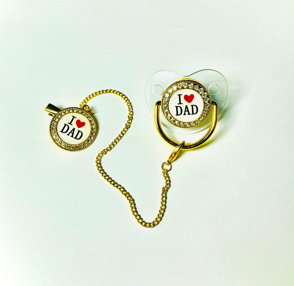 Luxury Baby Pacifier with Chain Clip – I ❤ Dad Design
